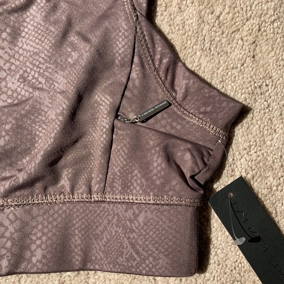 Relisted Tahari Sport tan snakeskin print animal print sports bra S M L - Picture 4 of 16